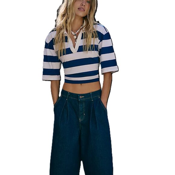 Free People Slater Top Navy Combo Small - Picture 5 of 8